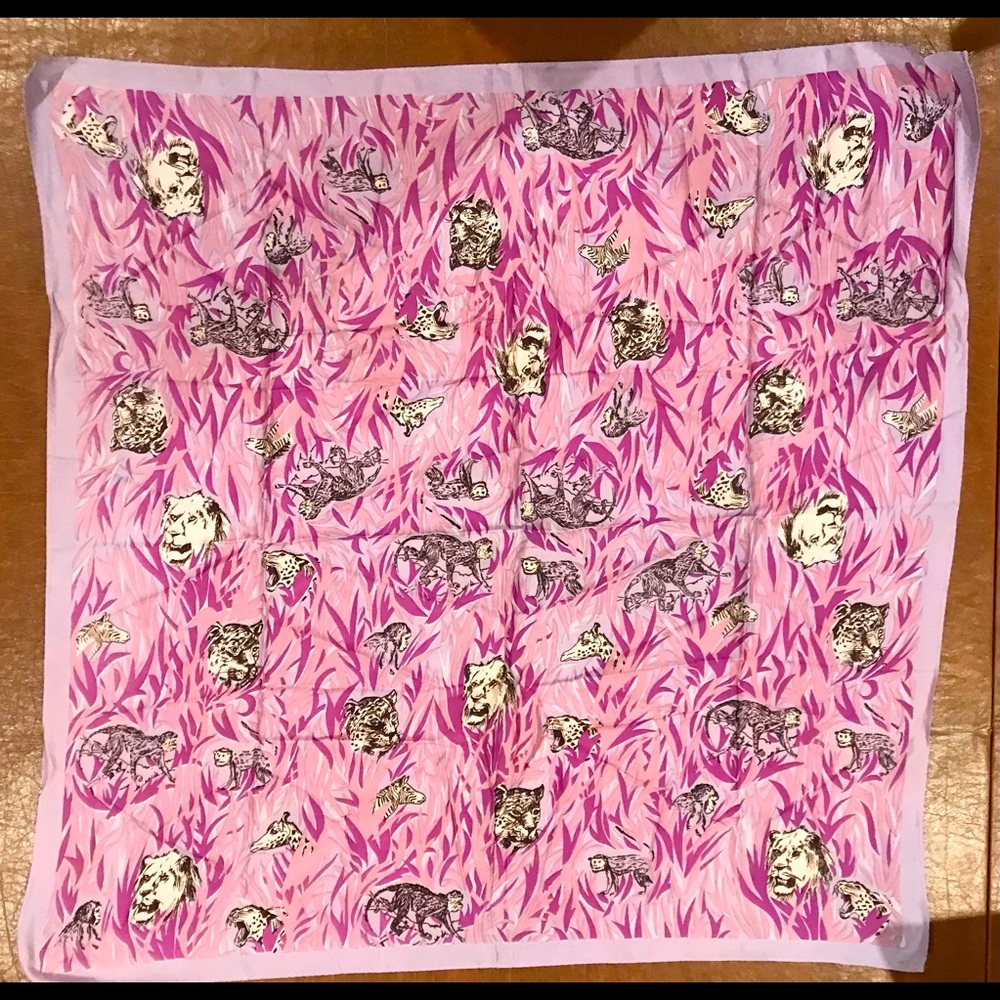 Vintage 80’s animal-print purple-zebra silk scarf!